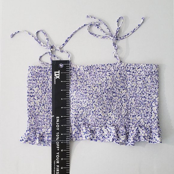 JOLIE & JOY Smocked Front Tie Cropped Tank Top - Picture 6 of 7